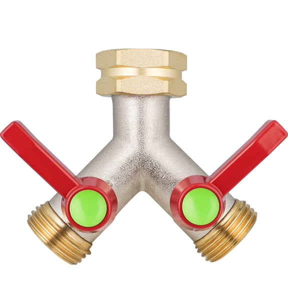 Garden hose Y-shaped dual-valve faucet dual-purpose heavy-duty copper junction box 3/4 inch GHT threaded valve.