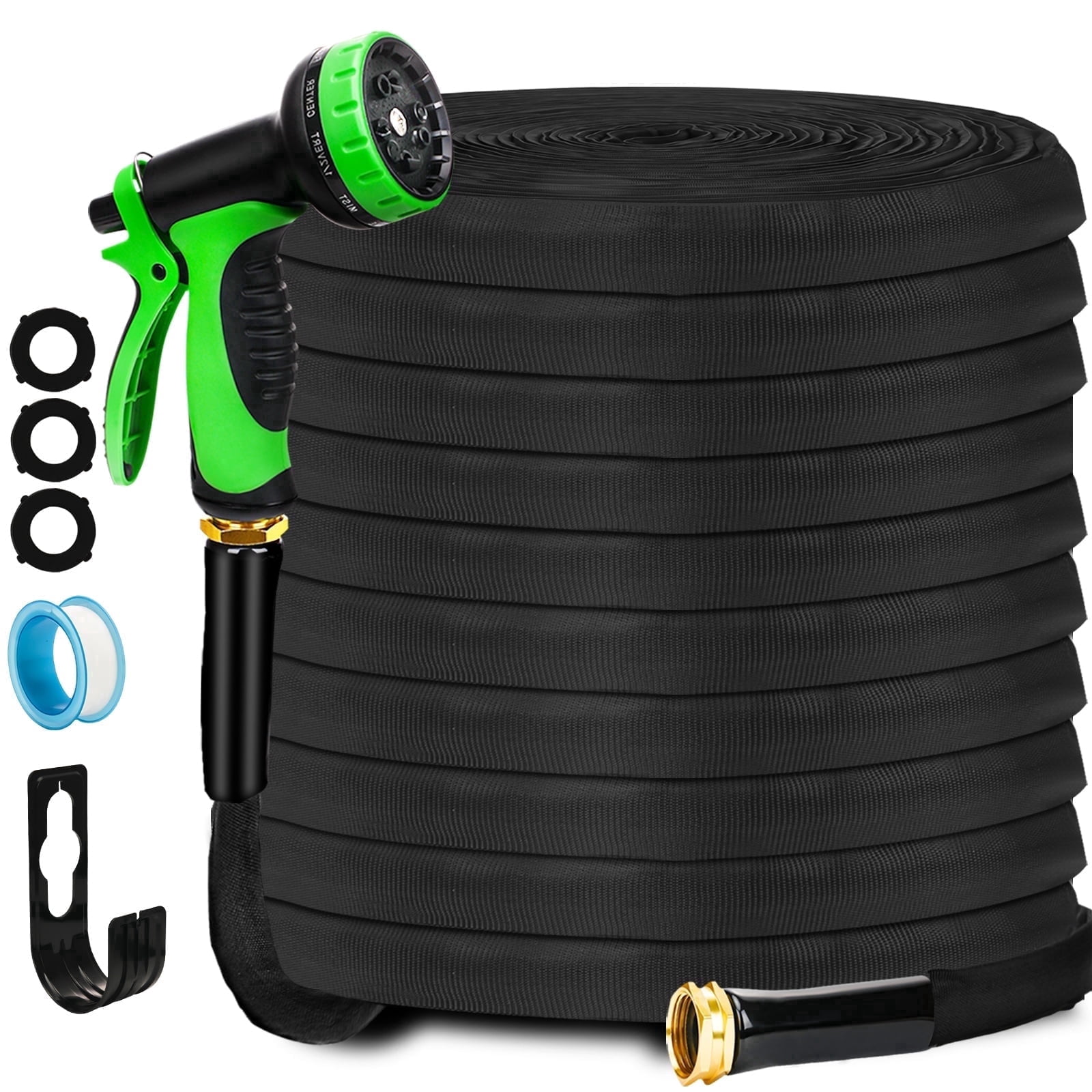 Sminiker Non-extendable 100-foot garden hose, With 10 types of nozzles, Lightweight, Not prone to bending, Suitable for outdoor garden lawns