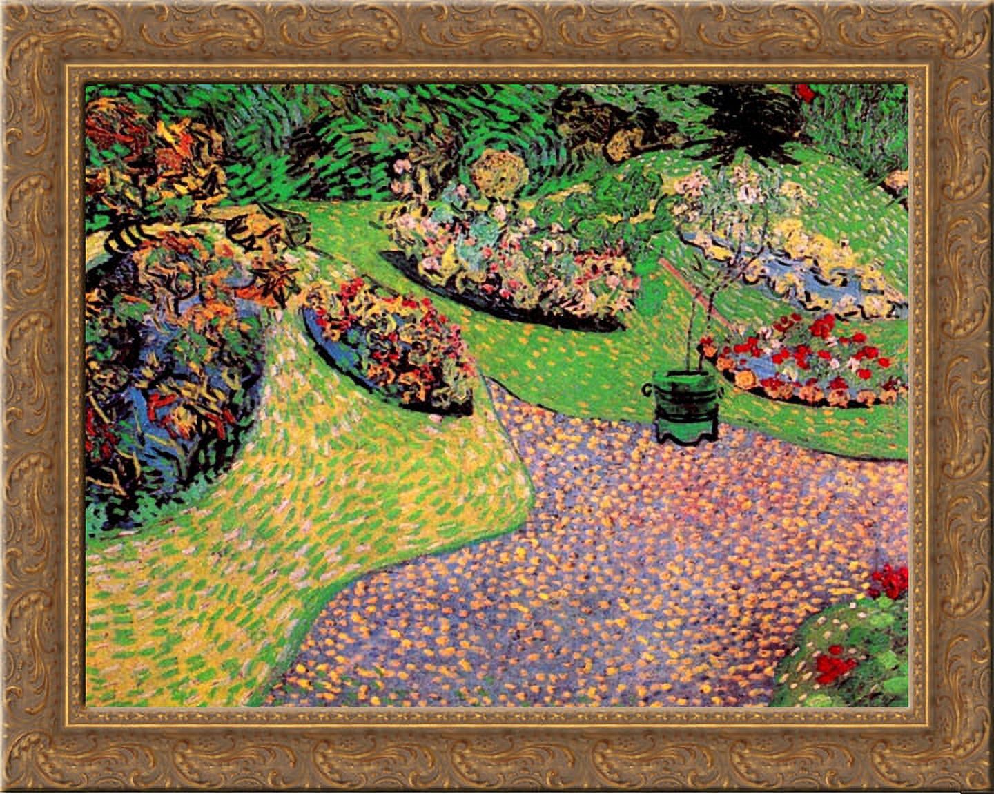 Garden in Auvers 24x20 Gold Ornate Wood Framed Canvas Art by Vincent ...