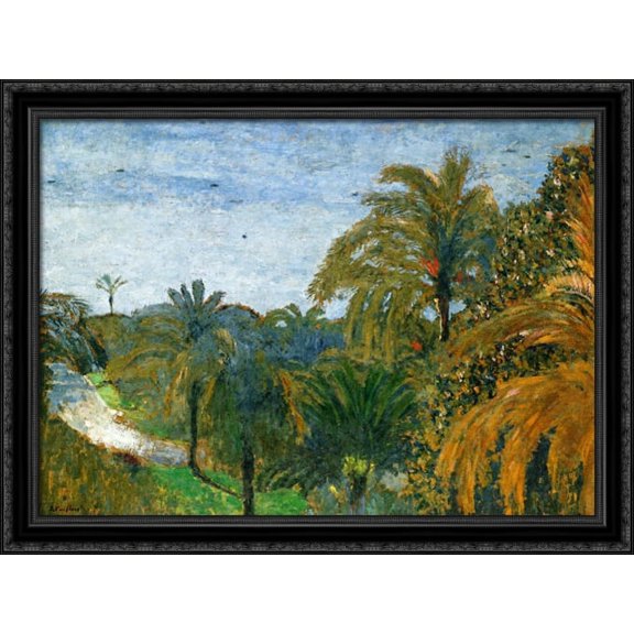 Garden in Cannes 38x28 Large Black Ornate Wood Framed Canvas Art by Edouard Vuillard