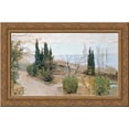 thumbnail image 1 of Garden in Yalta. Cypress trees. 24x18 Gold Ornate Wood Framed Canvas Art by Isaac Levitan, 1 of 2