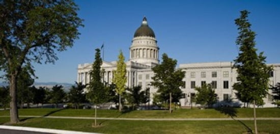 Garden in front of Utah State Capitol Building Salt Lake City Utah USA Canvas Art - Panoramic Images (24 x 12)