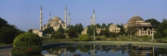 Garden in front of a mosque Blue Mosque Istanbul Turkey Canvas Art - Panoramic Images (36 x 12)