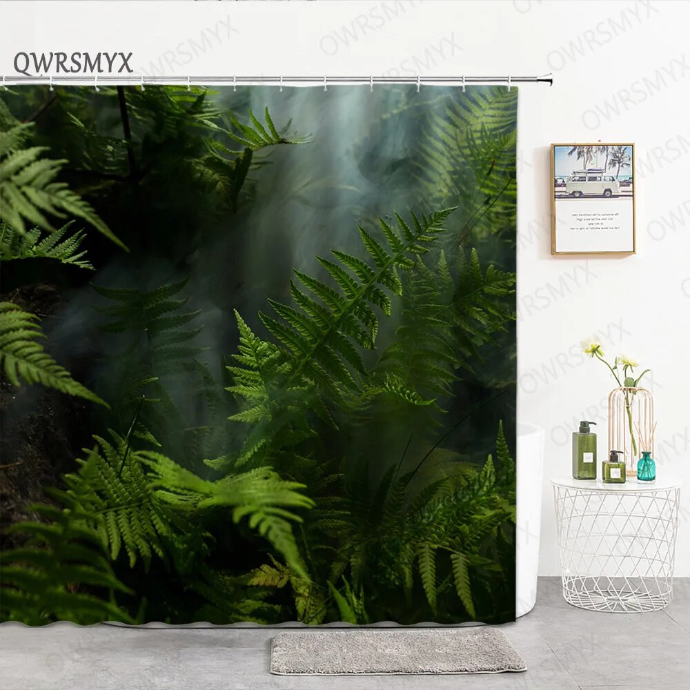 Chinese Garden Landscape Shower Curtain - Green Leaves Arch Spring Scenery Print, 70x70 Inch Polyester With Hooks