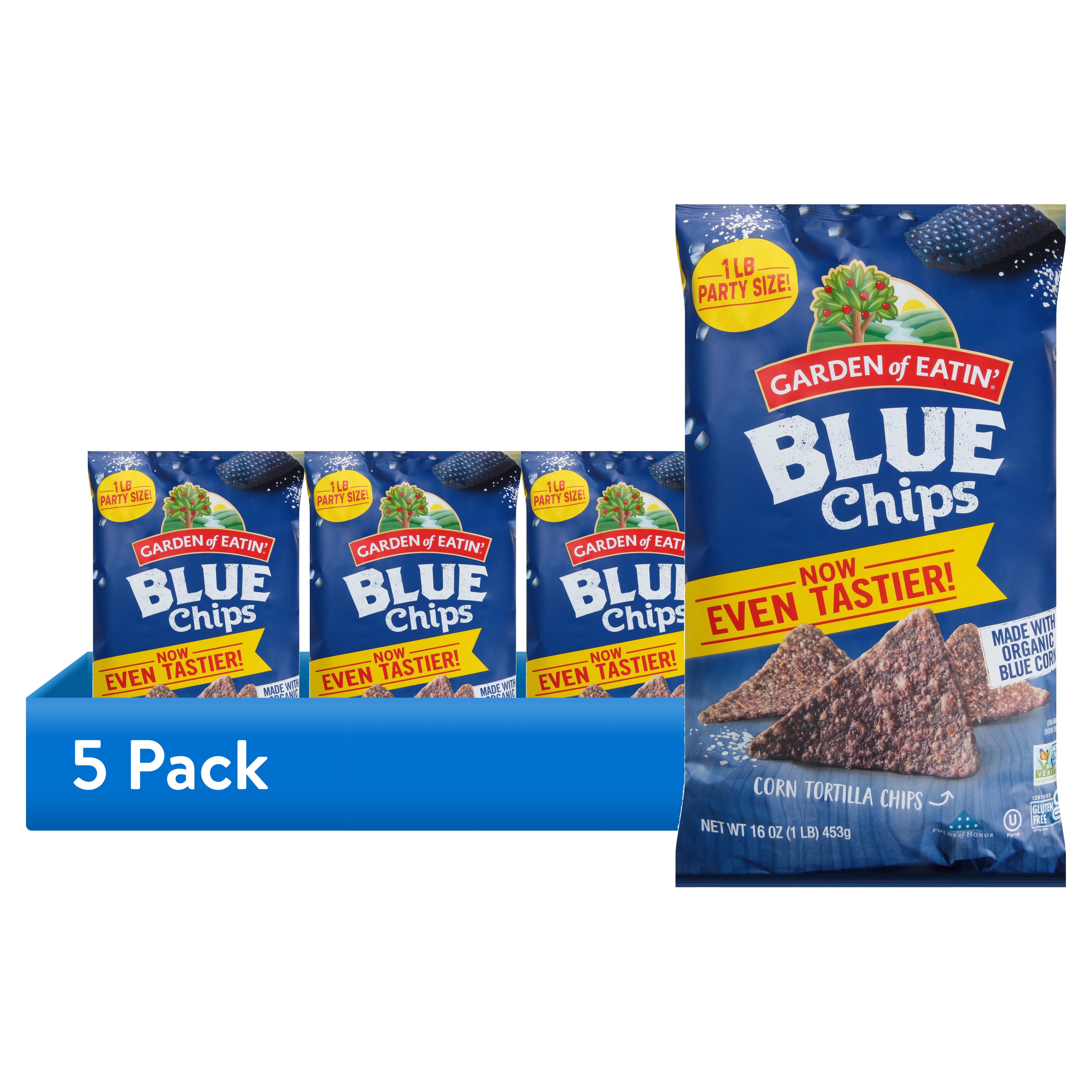 (5 pack) Garden of Eatin' Organic Salted Blue Corn Tortilla Chips, Party Size, 16 oz