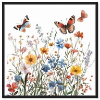 Garden of Fluttering Canvas Floral Wall Decor by Art Remedy, Black Frame, 12 x 12