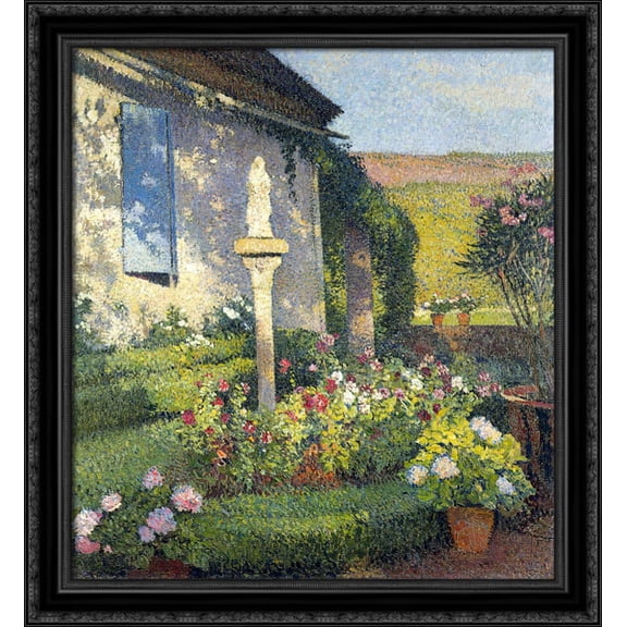 Garden of Labastide du Ver in Marquayrol 28x32 Large Black Ornate Wood Framed Canvas Art by Henri Martin