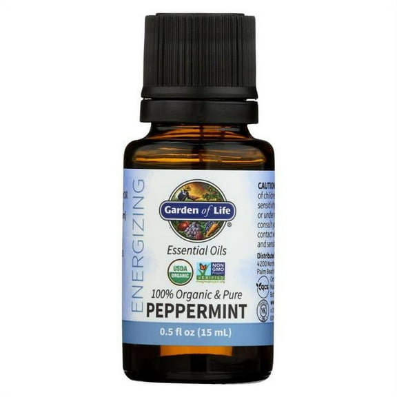 Garden of Life 100 Organic Pure Essential Oils Energizing Peppermint 0 5 fl oz 15 ml