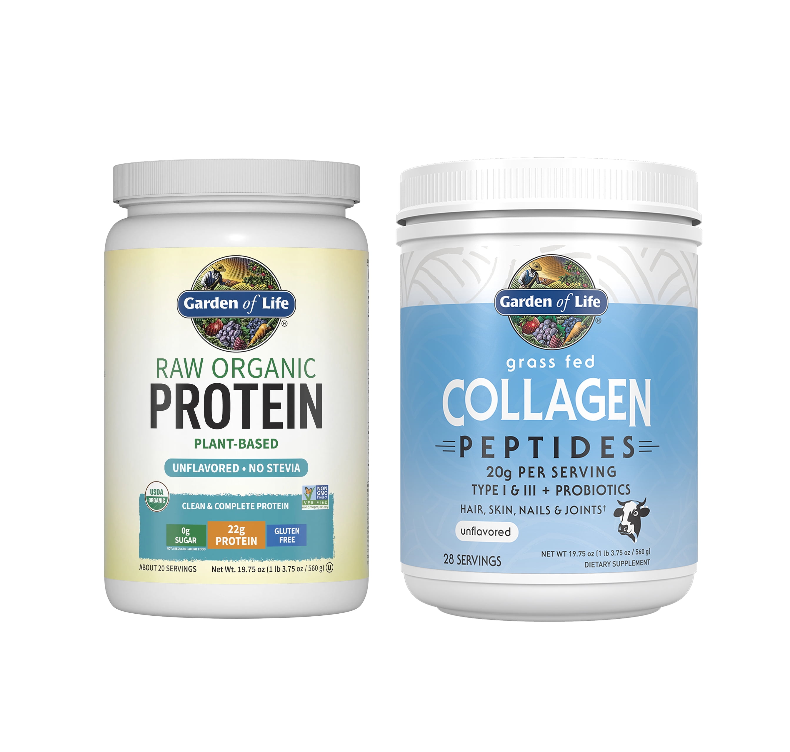 Garden of Life Grass Fed Collagen Peptides & Raw Organic Protein Bundle