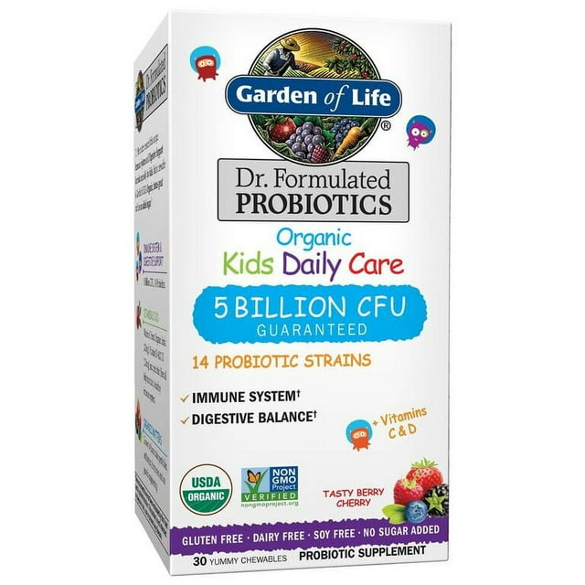 Garden of Life Dr. Formulated Kids Organic Probiotics Daily Care 5 Billion CFU 30ct Berry