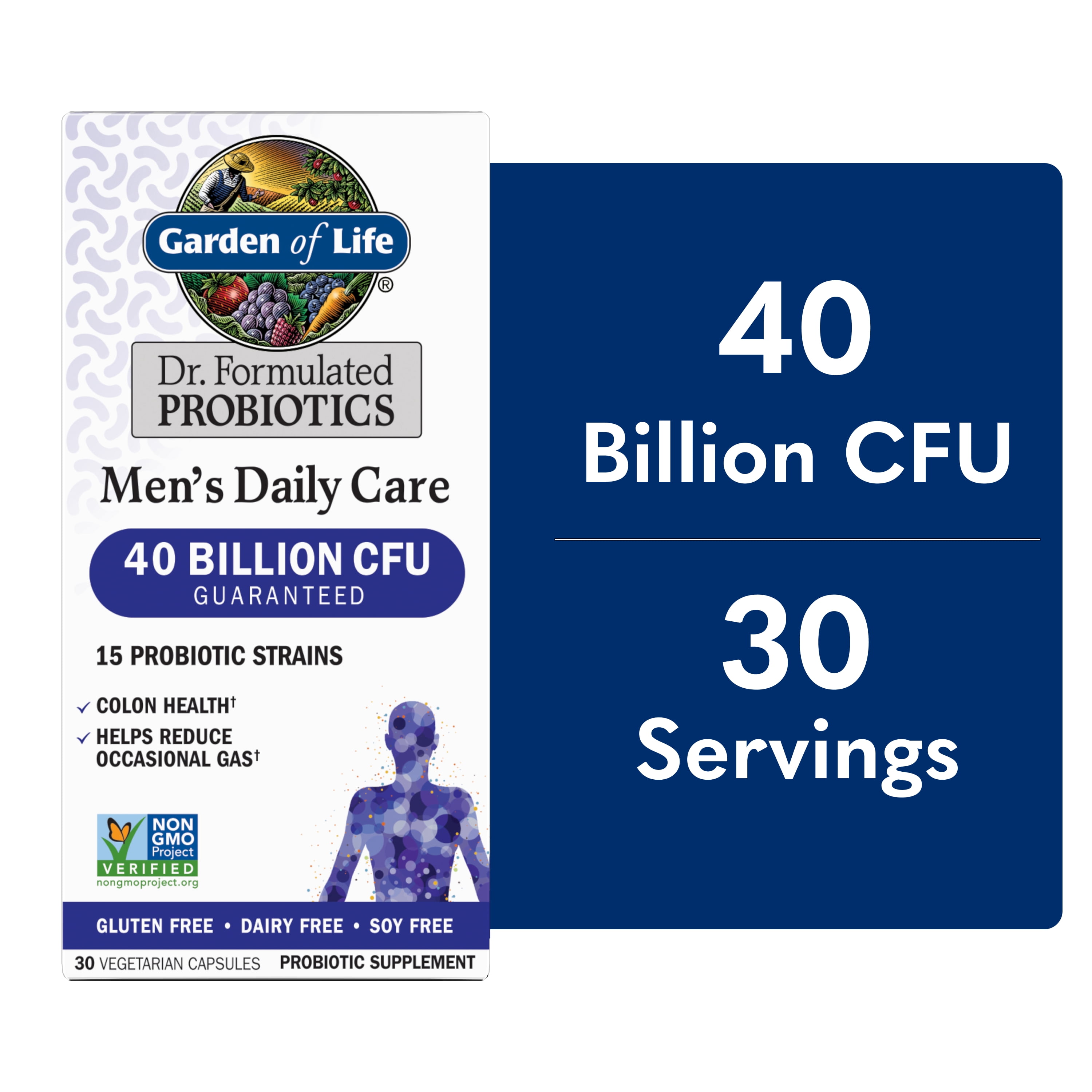 Garden of Life Dr. Formulated Men's Health Daily Care Probiotics Vitamins for Digestive Gut Health and Immune Support, 30 Count