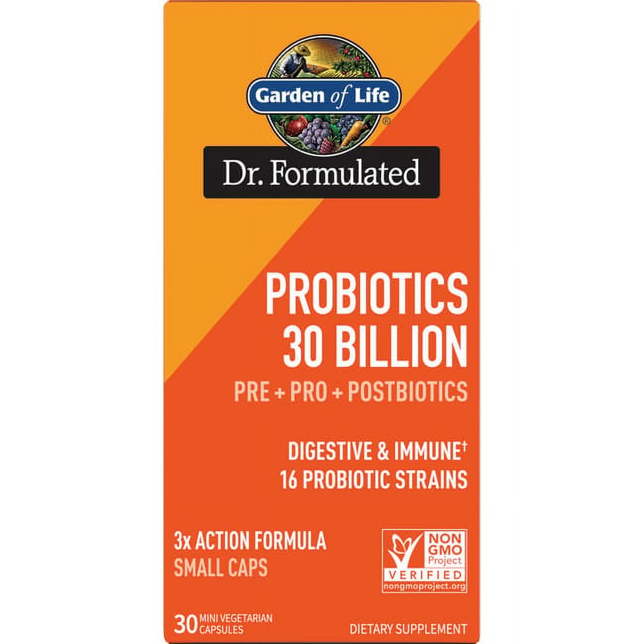Garden of Life Dr Formulated Once Daily 3-in-1 Complete Probiotics, Prebiotics & Postbiotics - PRE + PRO + POSTBIOTIC Supplement for Adults’ Digestive & Immune Health, 30 Billion CFU, 30 Day Supply