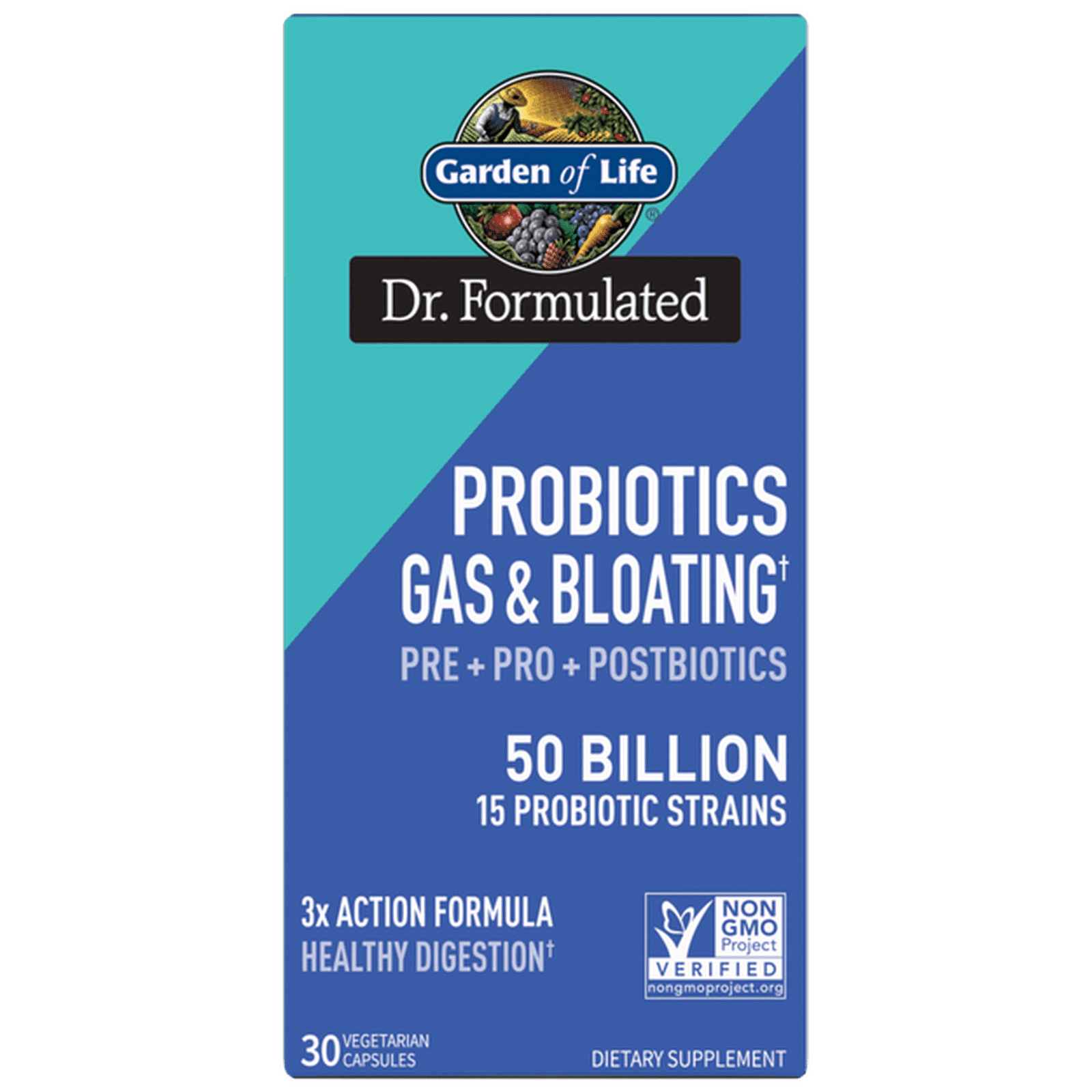 Garden of Life Dr Formulated Once Daily 3-in-1 Complete Prebiotics, Postbiotics & Probiotics for Women and Men - PRE + PRO + POSTBIOTIC Supplement for Gas & Bloating - 50 Billion CFU, 30 Day Supply
