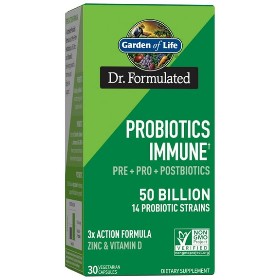 Garden of Life Probiotics with Prebiotics, Postbiotics, D3 & Zinc - 30 Day Immune Support for Gut & Digestive Health