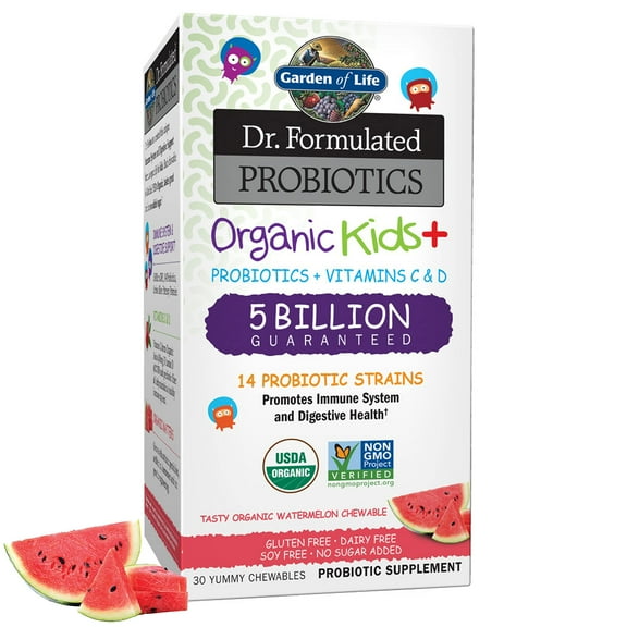 Garden of Life Dr. Formulated Probiotics Organic Kids+, Watermelon, 30 Chewables