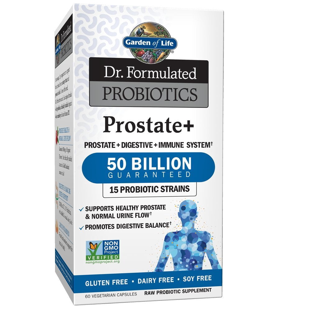 Garden of Life Dr. Formulated Probiotics Prostate+ - Digestive & Urinary Health Support - Prostate Health Supplement with Bifidobacterium Longum & Lactobacillus Acidophilus - 60 Vegetarian Capsules