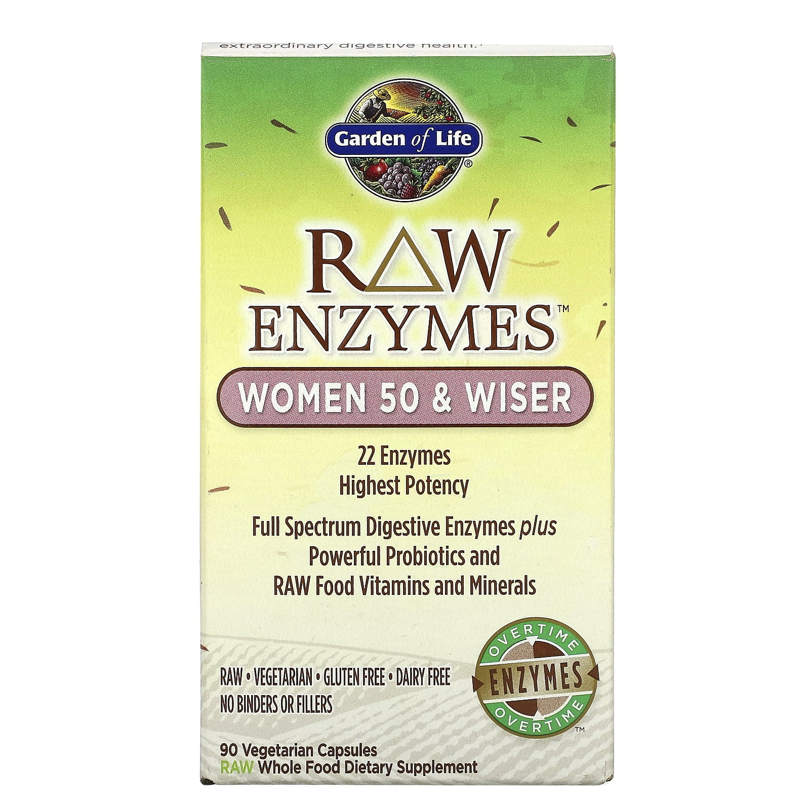 Garden of Life RAW Enzymes, Women 50 & Wiser, 90 Vegetarian Capsules
