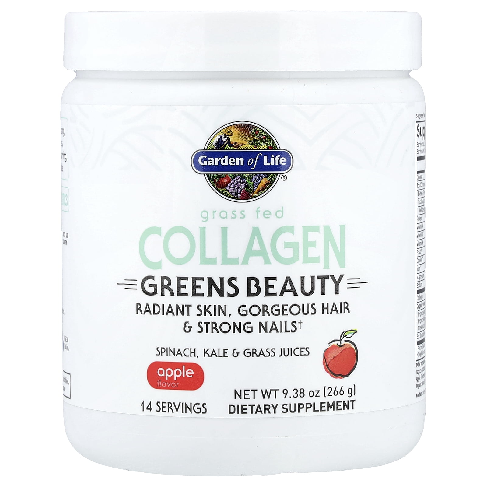 Garden of Life Grass Fed Collagen Greens Beauty - Apple 9.38 oz Pwdr