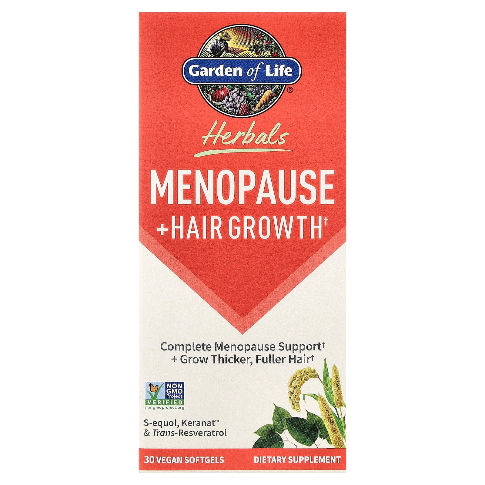 Garden of Life Herbals Menopause + Hair Growth 30 Vegan Softgels