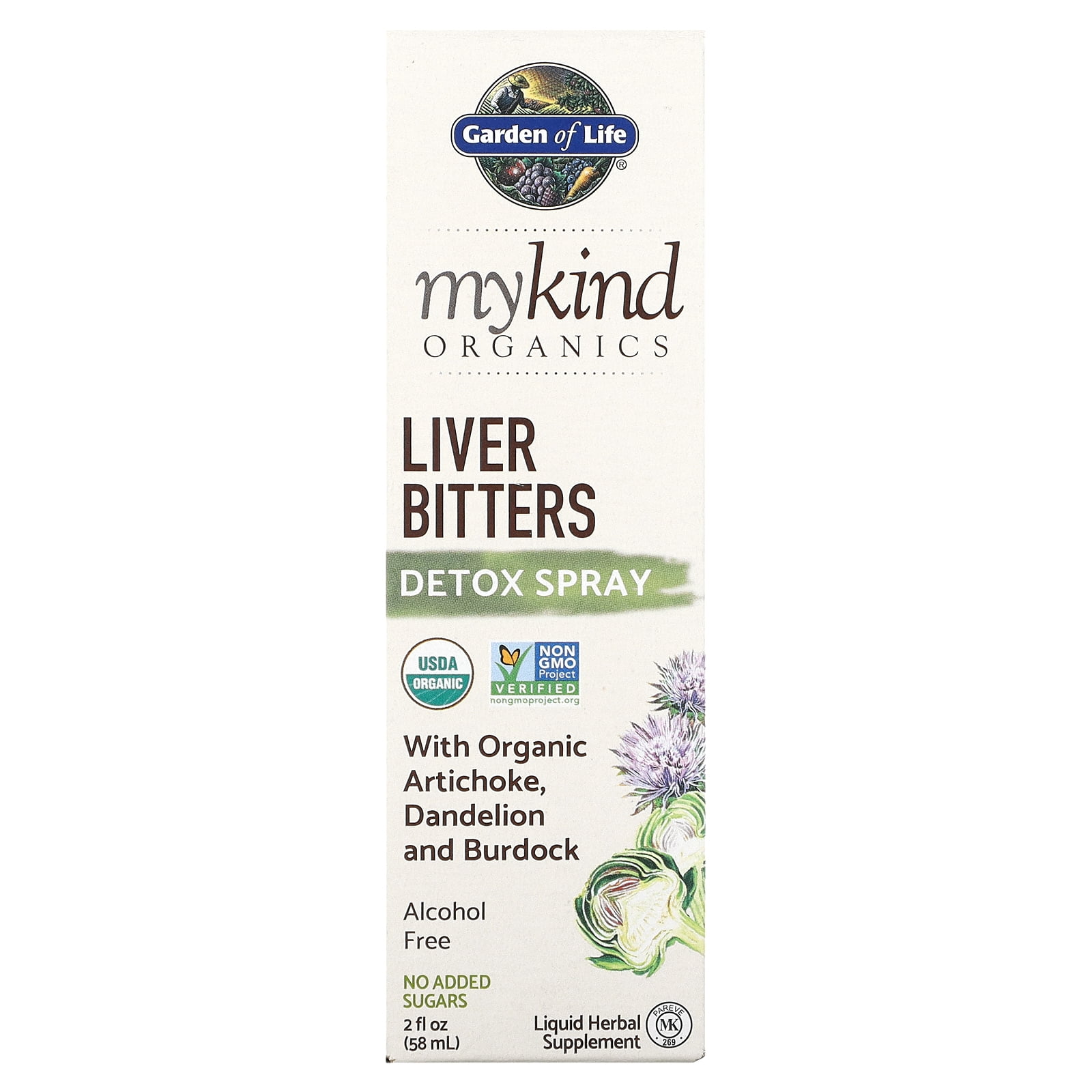 Garden of Life MyKind Organics, Liver Bitters Detox Spray, Alcohol Free, 2 fl oz (58 ml