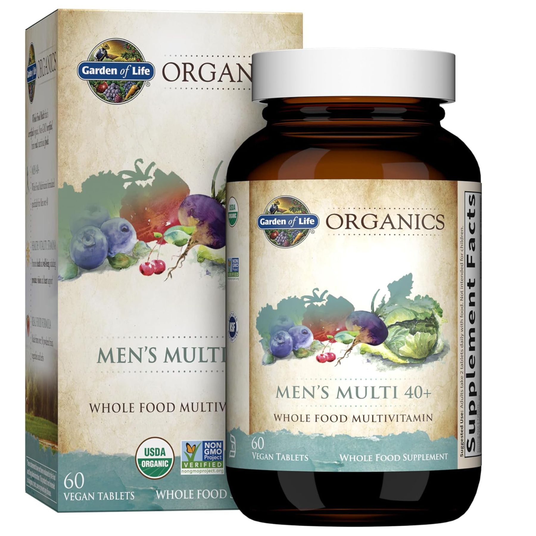 Garden of Life Organics Men's Multi 40+ Multivitamin, 60ct