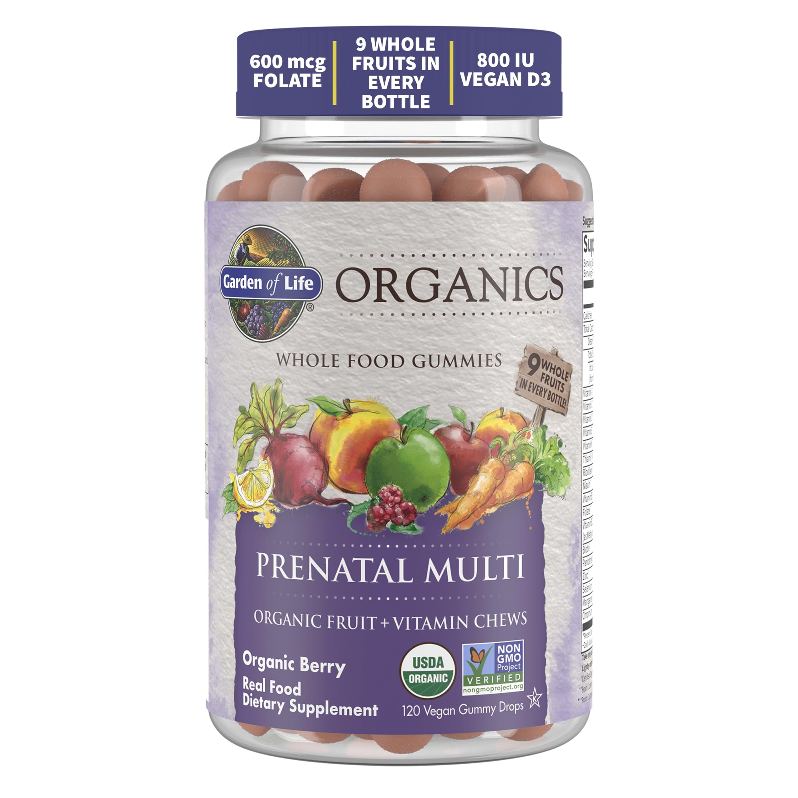 Garden of Life Organics Prenatal Multi Gummies, Organic Berry, 120 Count