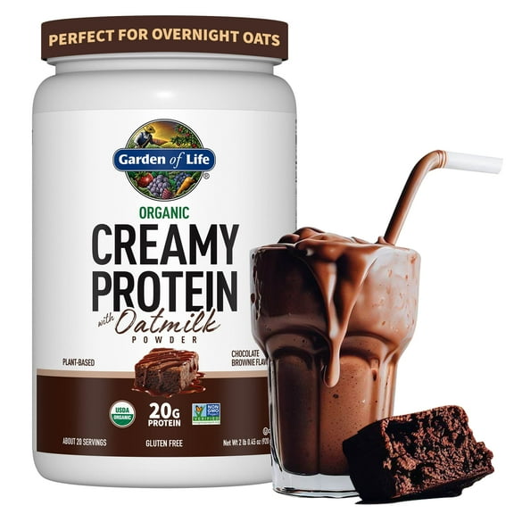 Garden of Life Organic Creamy Protein with Oat Milk, Chocolate Brownie, 20 Servings