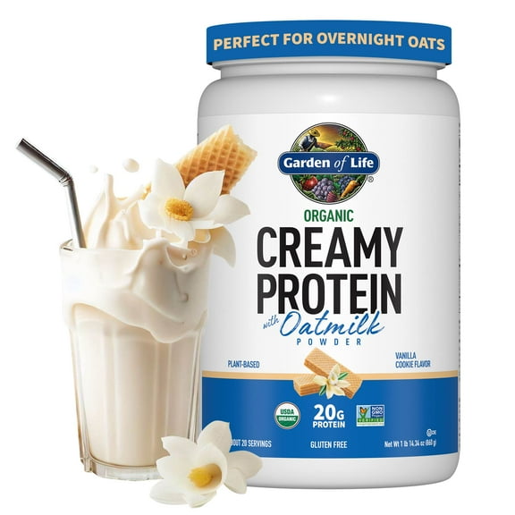 Garden of Life Organic Creamy Protein with Oat Milk, Vanilla Cookie, 20 Servings