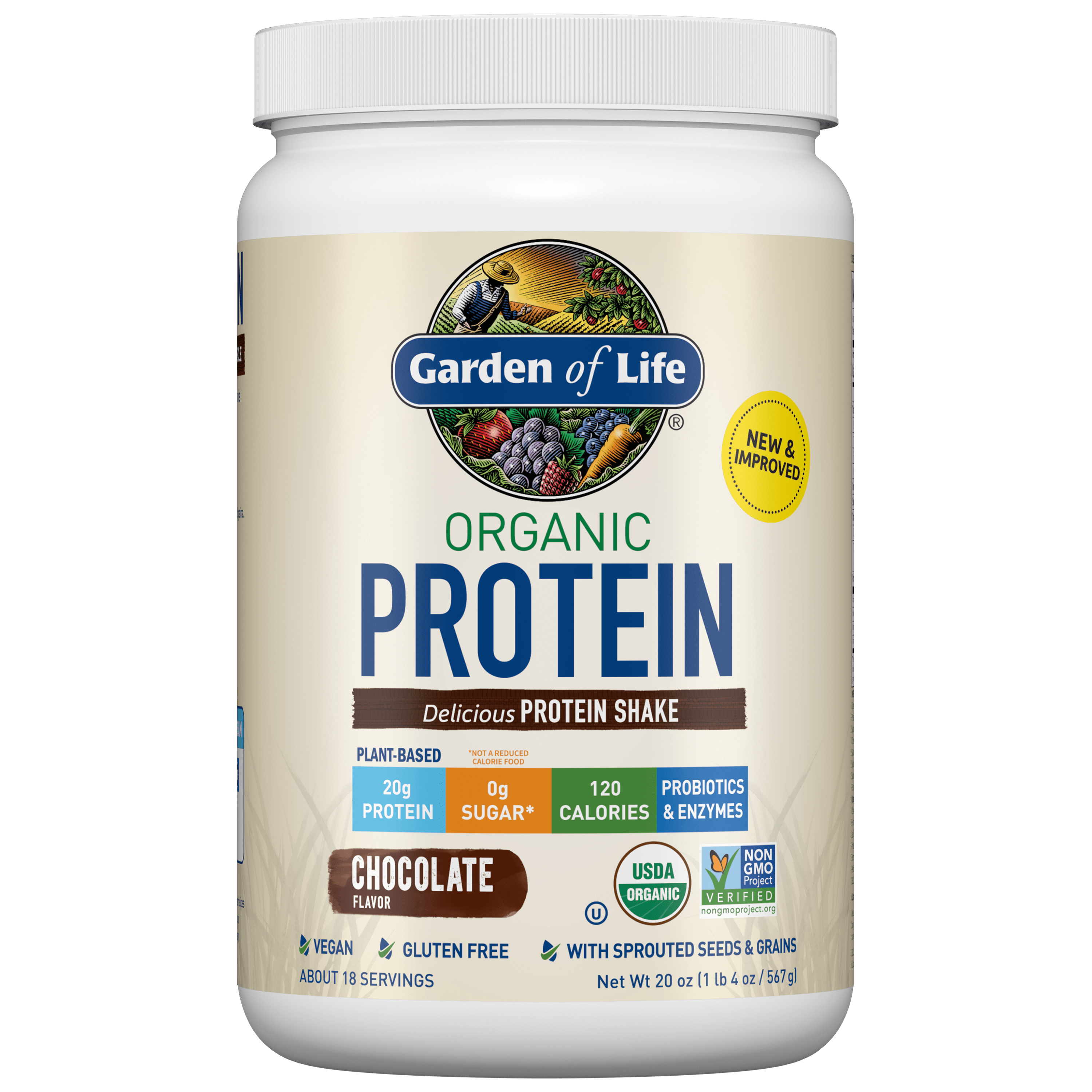 Garden of Life Raw Organic Protein Powder, Unflavored, 22g Protein, 1