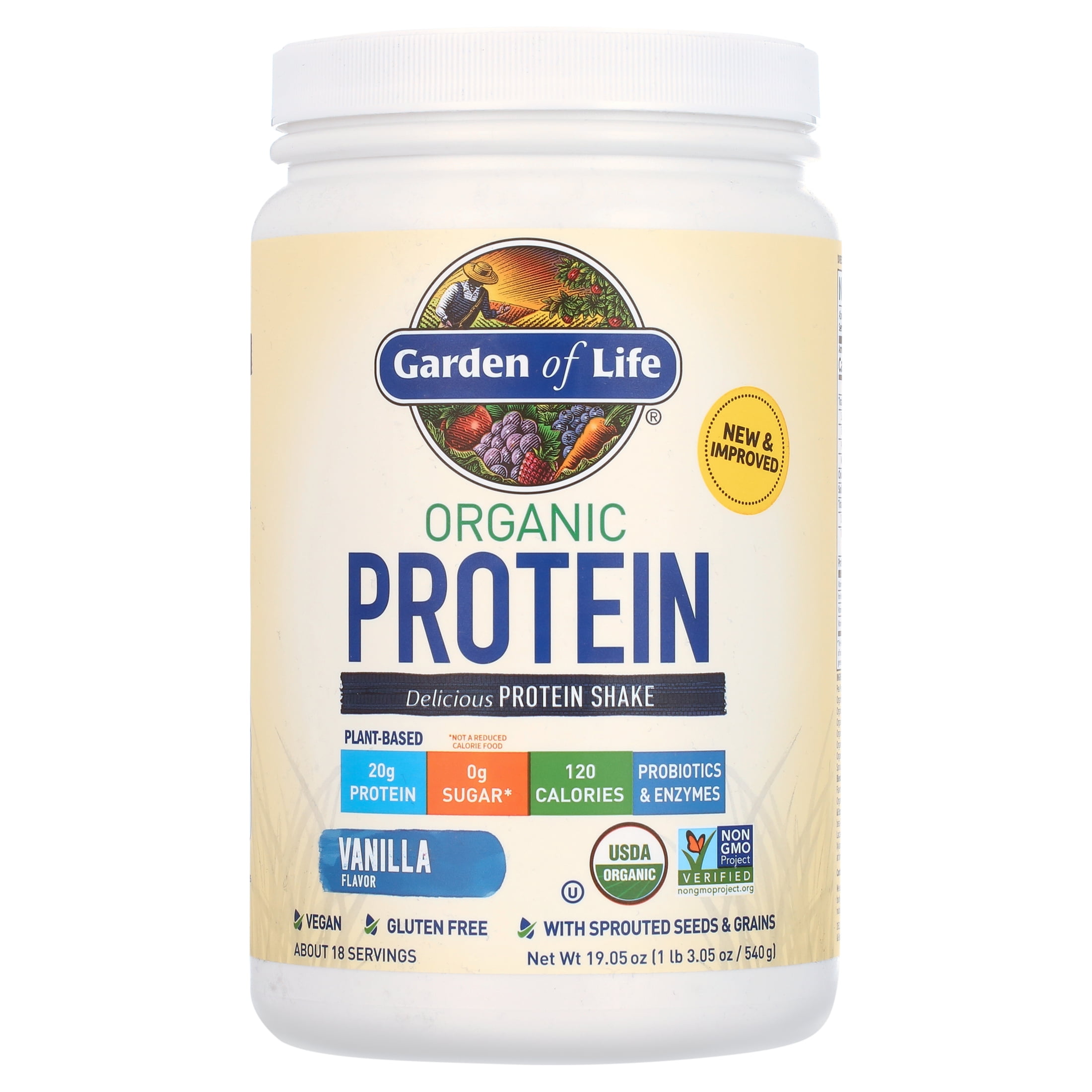 Garden of Life Organic Protein Powder, Vanilla, 20g, 18oz