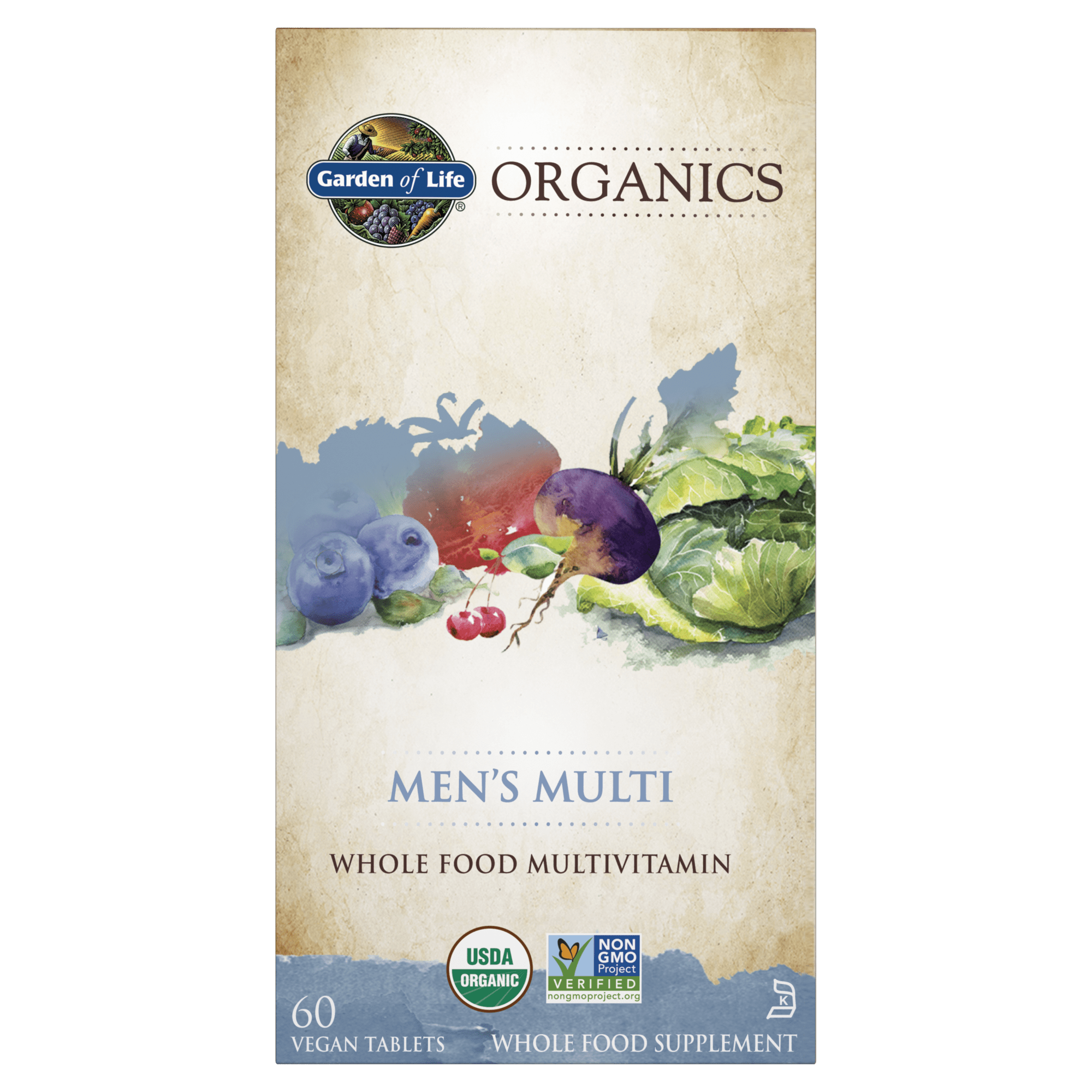 Garden of Life Organics Men's Multi, Whole Food Multivitamin, 60 Tablets
