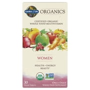 Garden of Life Organics Women's Multivitamin Supplement for Health, Energy, Hair Skin and Nails, Metabolism Support with Biotin, 30 Count