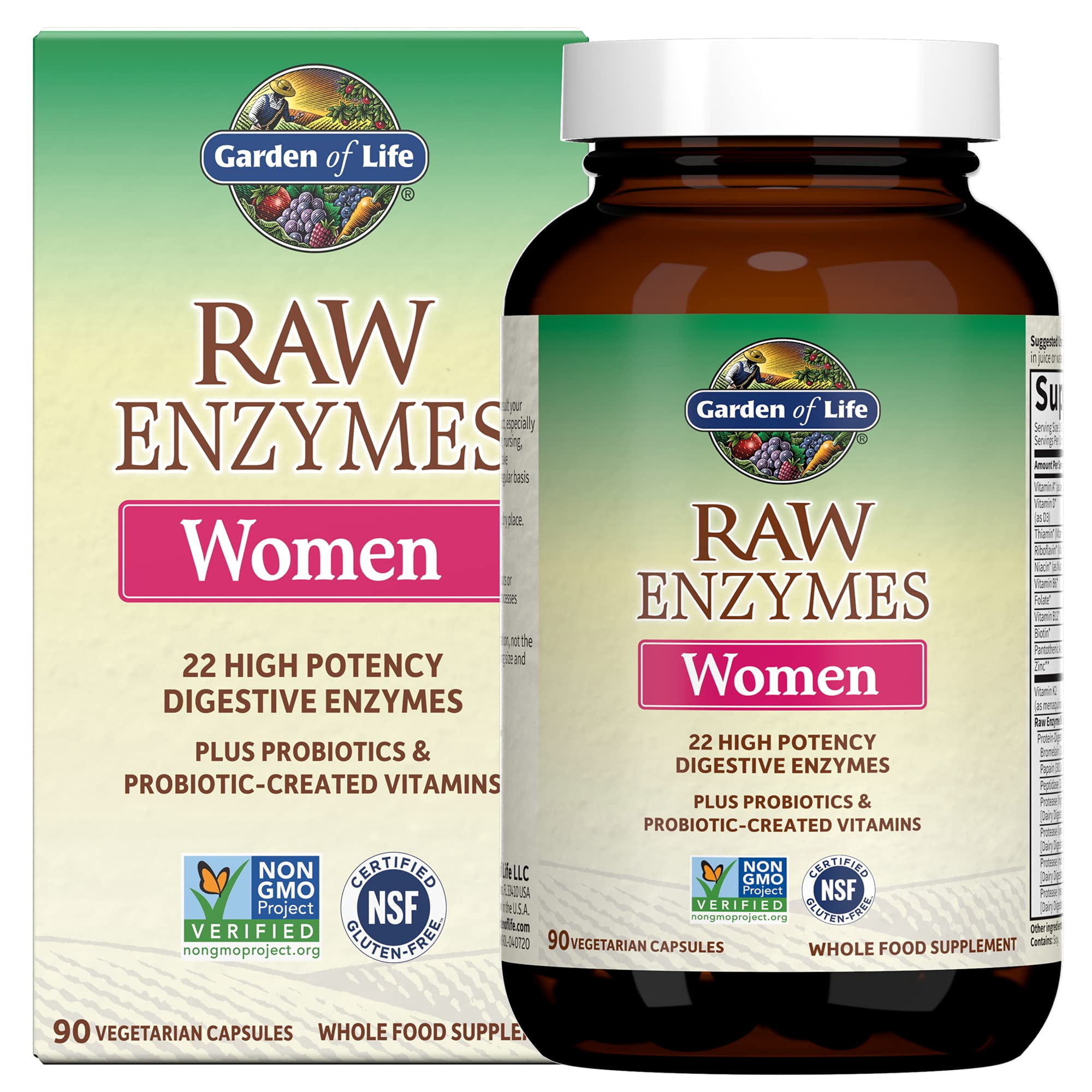 Garden of Life RAW Enzymes Women, 90 Vegetarian Capsules