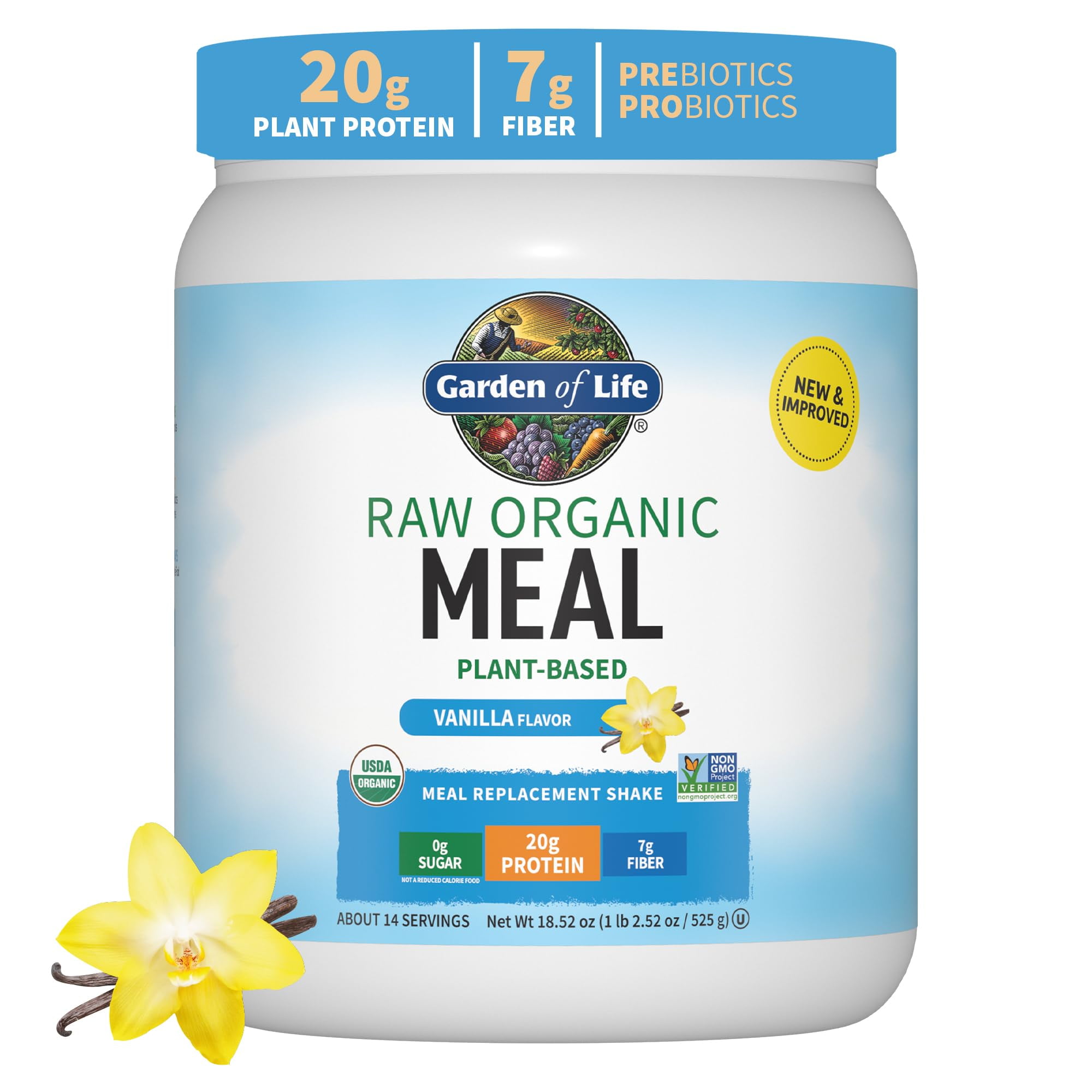 Garden of Life - RAW Meal Organic Shake & Meal Replacement Vanilla - 17.1 oz.