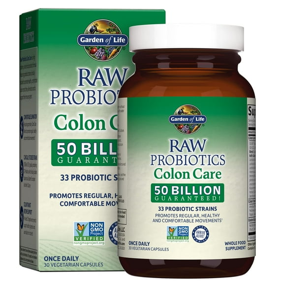 Garden of Life Probiotics for Women and Men - Raw Probiotics Colon Care 50 Billion CFU and Enzymes, Raw Fruits, Veggies, Once Daily Acidophilus Probiotic for Regularity and Immune Health -30 Capsules