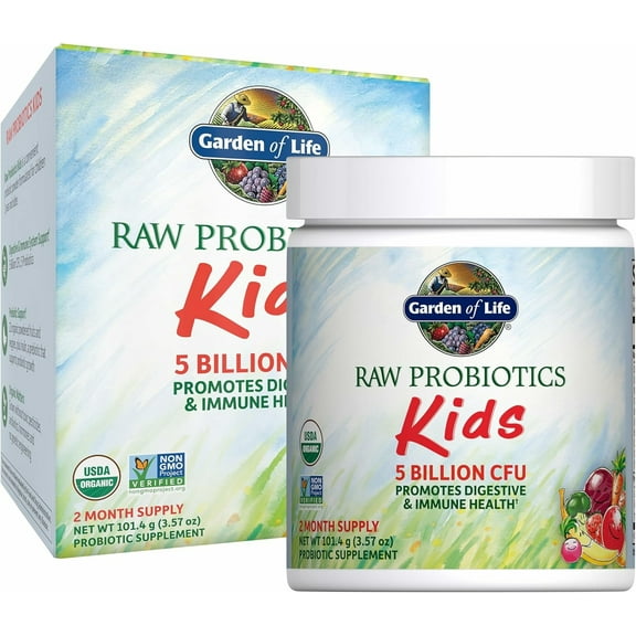 Garden of Life | RAW Probiotics Kids | 5 Billion CFU Promotes Digestive & Immune Health* | Mild Banana Taste | 3.57 oz Powder
