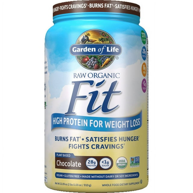Garden of Life Raw Organic Fit Protein Powder, Chocolate, 28g Protein