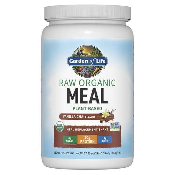 Garden of Life Raw Organic Meal Powder, Vanilla Chai, 20g Protein, 2.0lb, 32.0oz