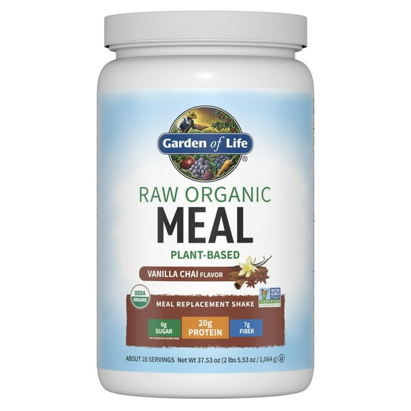 Garden of Life Raw Organic Meal Powder, Vanilla Chai, 20g Protein, 2.0lb, 32.0oz