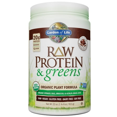 Garden of Life Raw Protein & Greens, Chocolate, 20g Protein, 1.4lb, 22.0oz