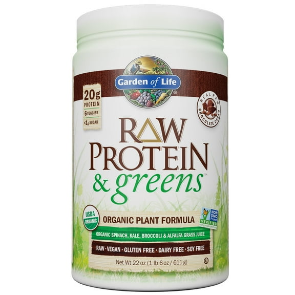 Garden of Life Raw Protein & Greens, Chocolate, 20g Protein, 1.4lb, 22.0oz