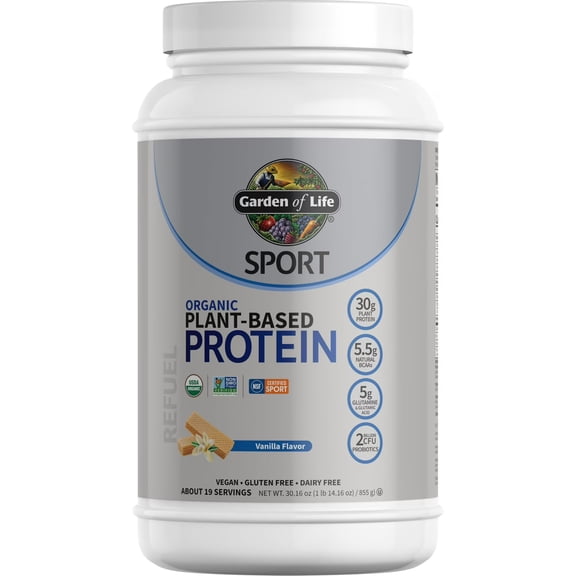 Garden of Life SPORT Organic Plant-Based Protein Powder, Vanilla, 19 Servings