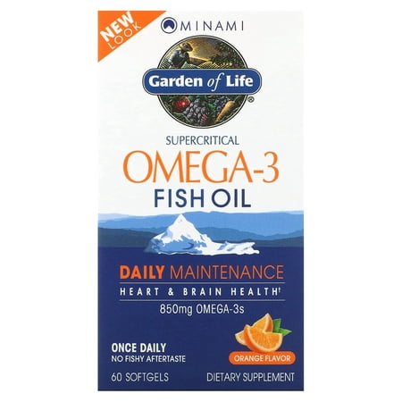 Garden of Life, Supercritical Omega-3 Fish Oil, Orange, 850 mg, 60 Softgels, Minami Nutrition