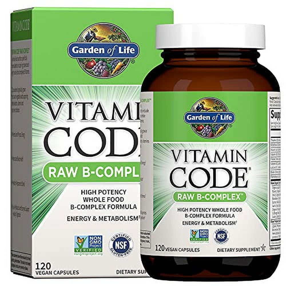 Garden of Life Vitamin B Complex - Vitamin Code Raw B Vitamin Whole Food  Supplement, Vegan, 120 Capsules 120 Count