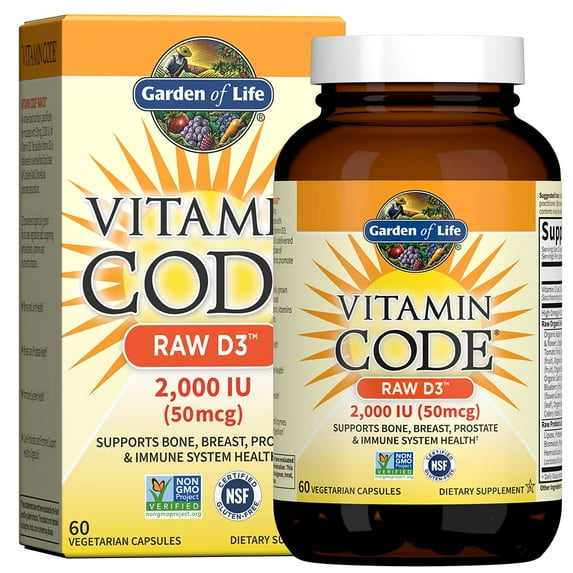 Garden of Life Vitamin Code Raw Vitamin D3, 60 Vegetarian Capsules
