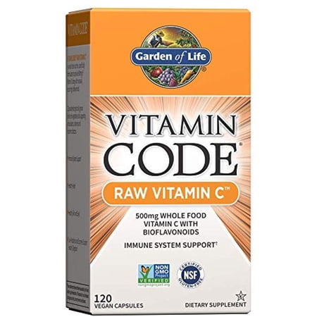 Garden of Life Vegan Vitamin C - Vitamin Code Raw C Vitamin Whole Food Supplement, 120 Capsules