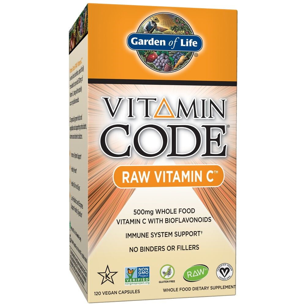 Garden of Life Vitamin Code Raw Vitamin C Supplement Capsules, 500 mg, 120 Count