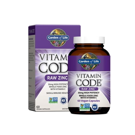 Garden of Life Vitamin Code Raw Zinc, 60 Vegan Capsules