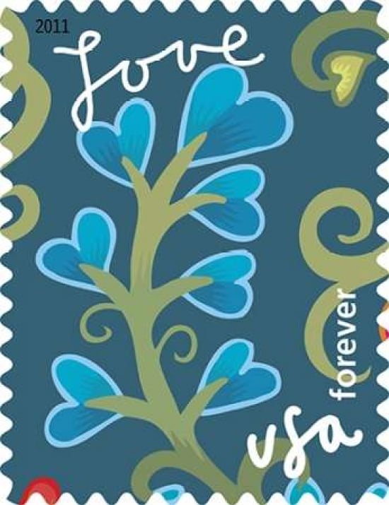 Garden of Love Blue Blossoms Canvas Art - US POSTAL SERVICE (22 x 28)