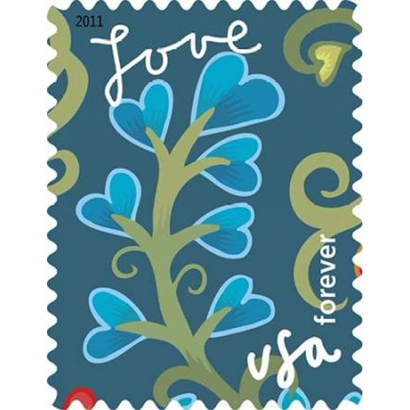 Garden of Love Blue Blossoms Canvas Art - US POSTAL SERVICE (22 x 28)